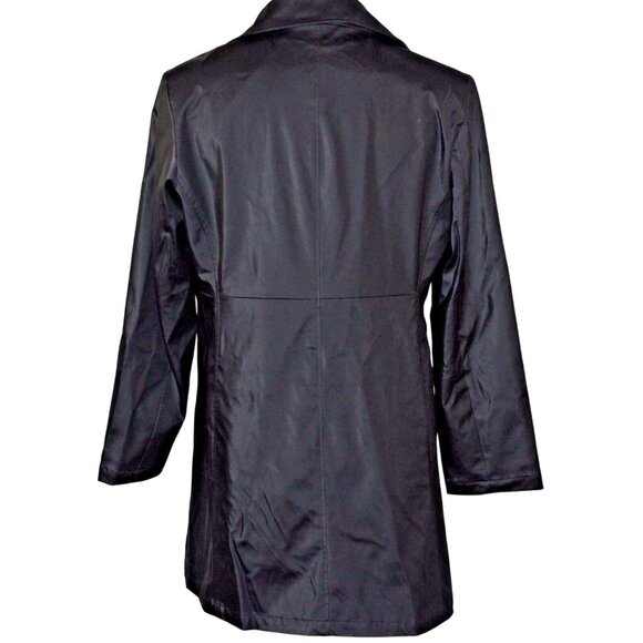 Braetan Large 3 Button Lined Outerwear Black Modern Packable Rain Trench Coat - Picture 2 of 10